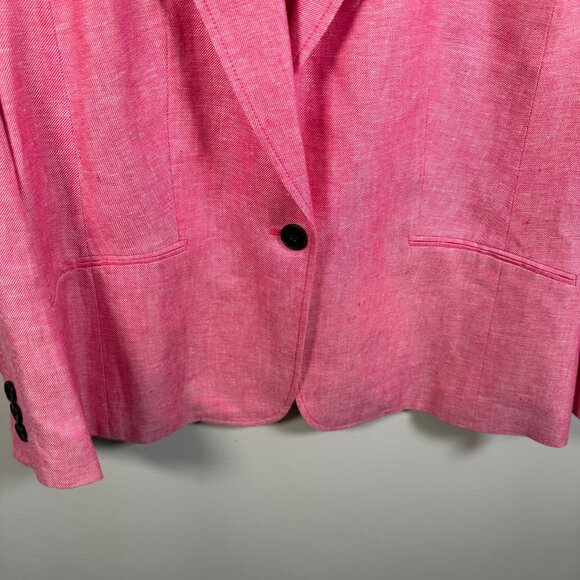 Talbots Linen Blazer Jacket Size 16 Petite Pink Work Office Career Business - Picture 6 of 8